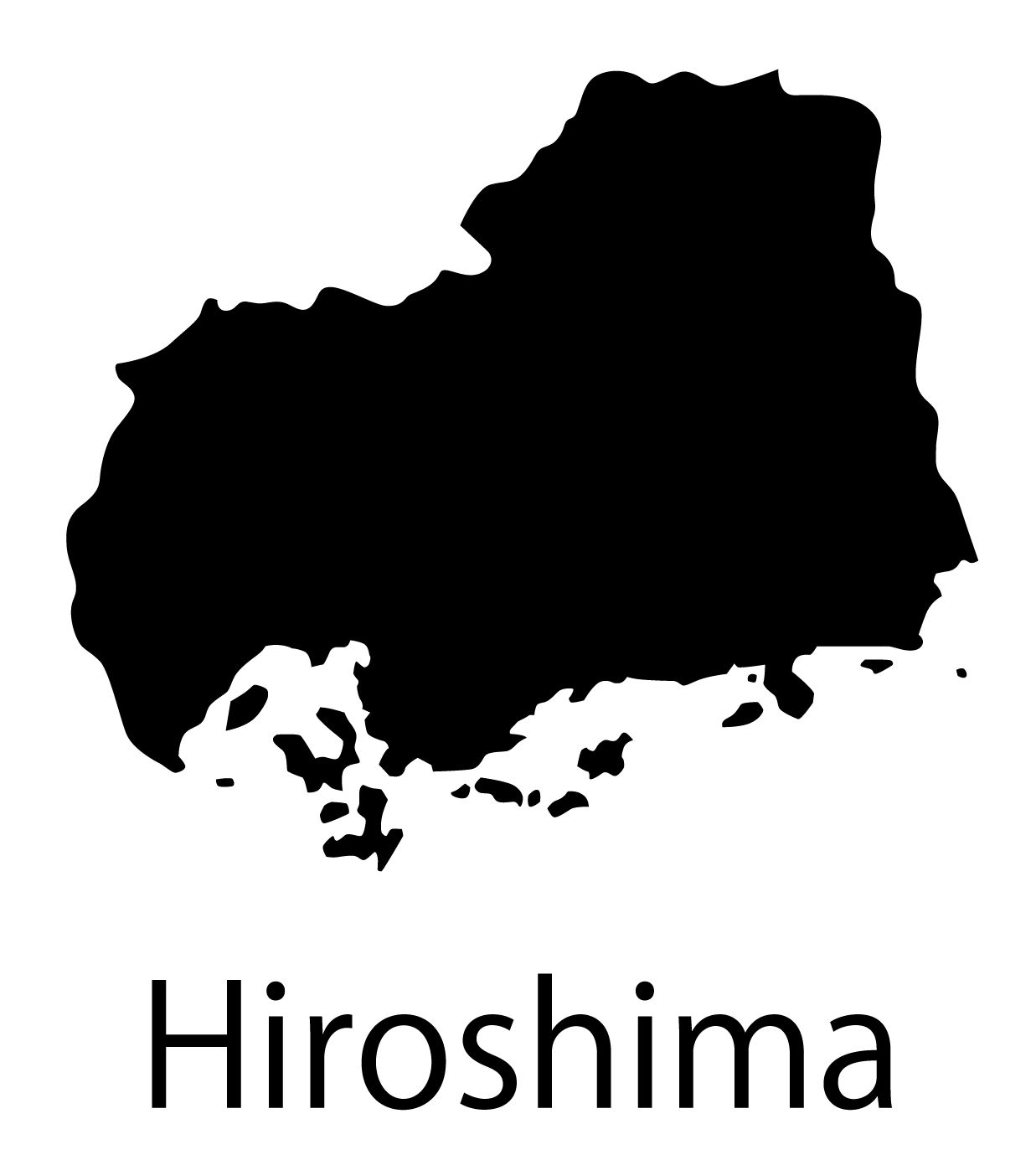 広島県無料フリーイラスト｜英語・都道府県名あり(黒)