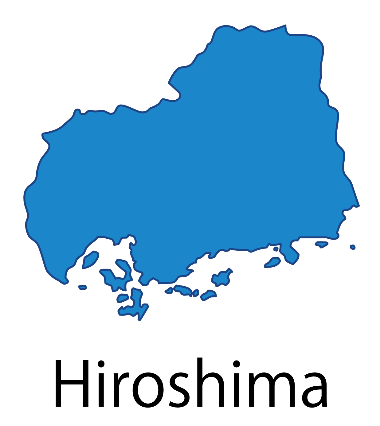 広島県無料フリーイラスト｜英語・都道府県名あり(青)