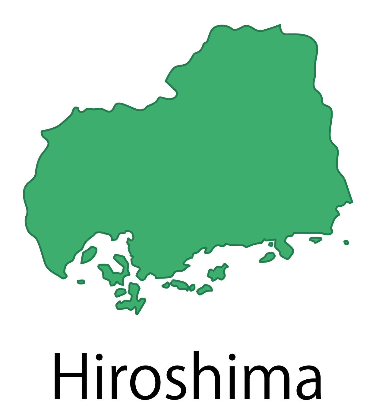 広島県無料フリーイラスト｜英語・都道府県名あり(緑)