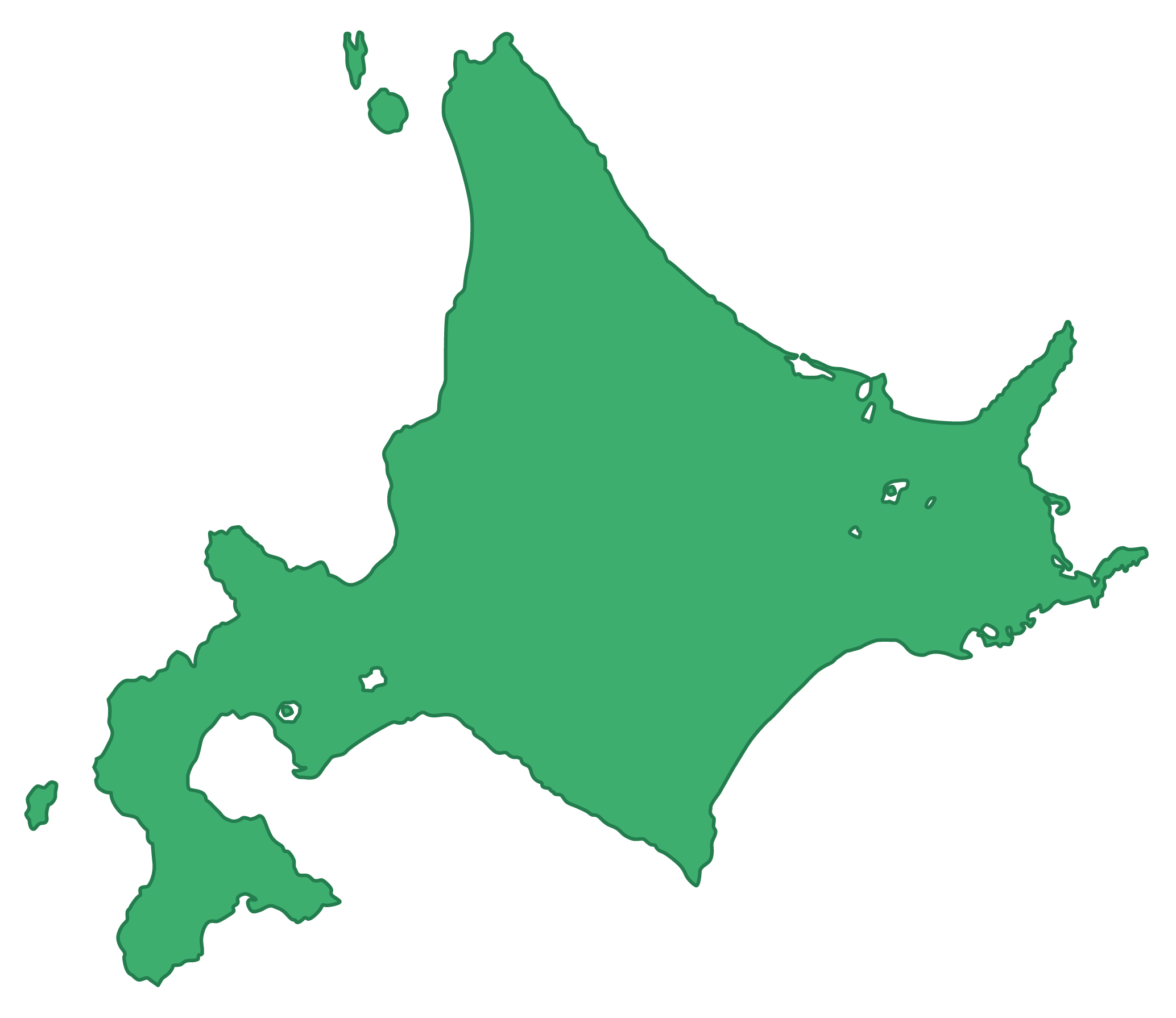 北海道地方無料フリーイラスト｜文字なし(緑)