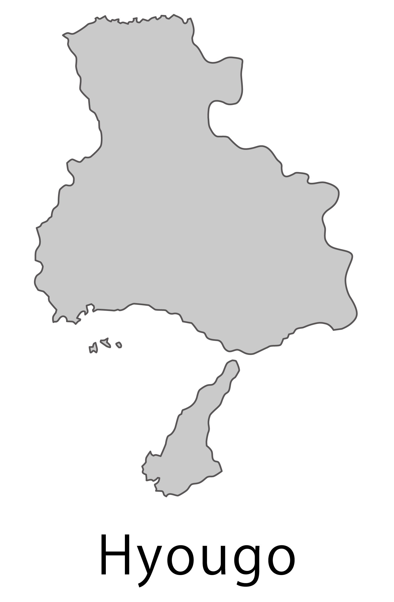 兵庫県無料フリーイラスト｜英語・都道府県名あり(グレー)
