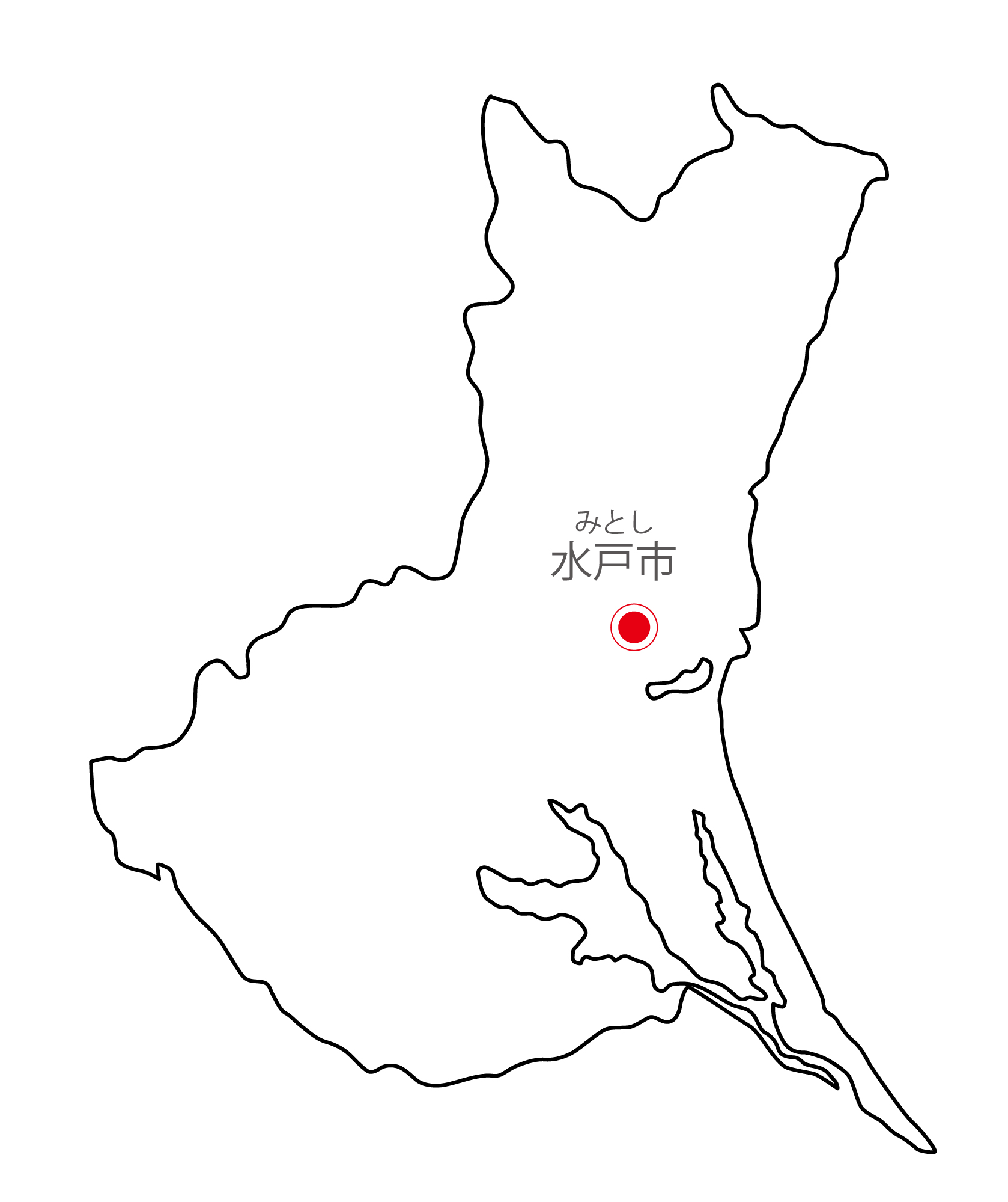 茨城県無料フリーイラスト｜日本語・県庁所在地あり・ルビあり(白)