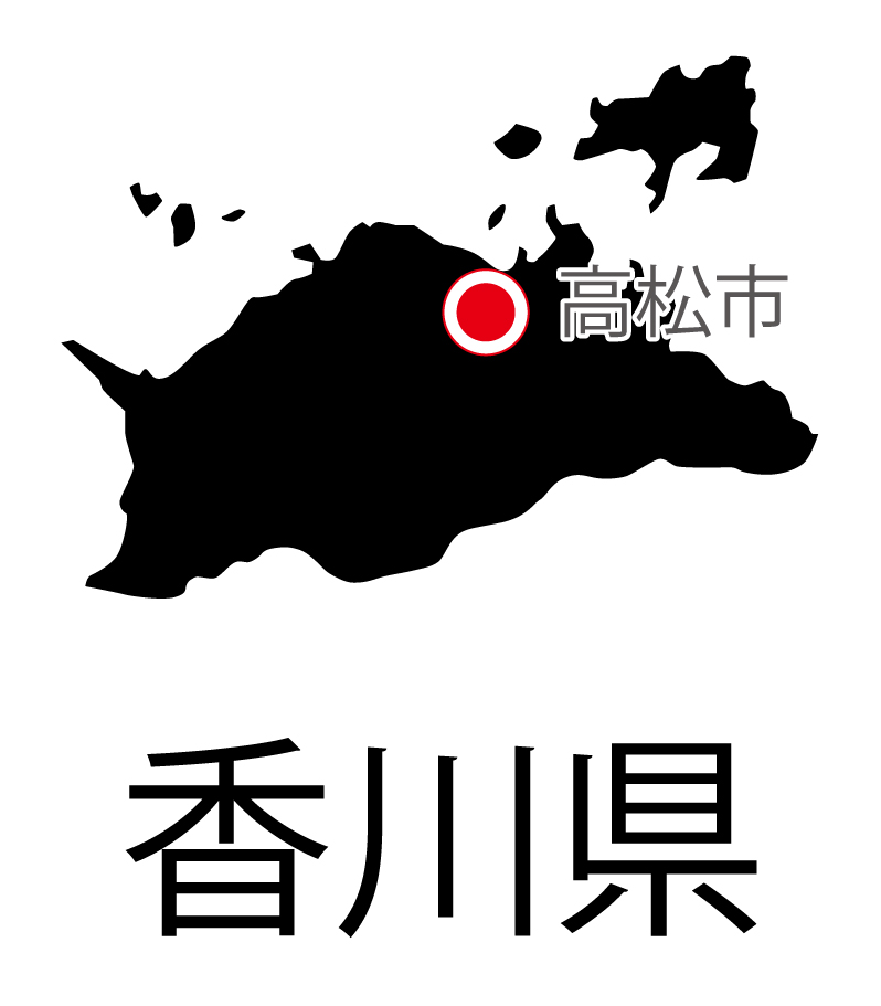 香川県無料フリーイラスト｜日本語・都道府県名あり・県庁所在地あり(黒)
