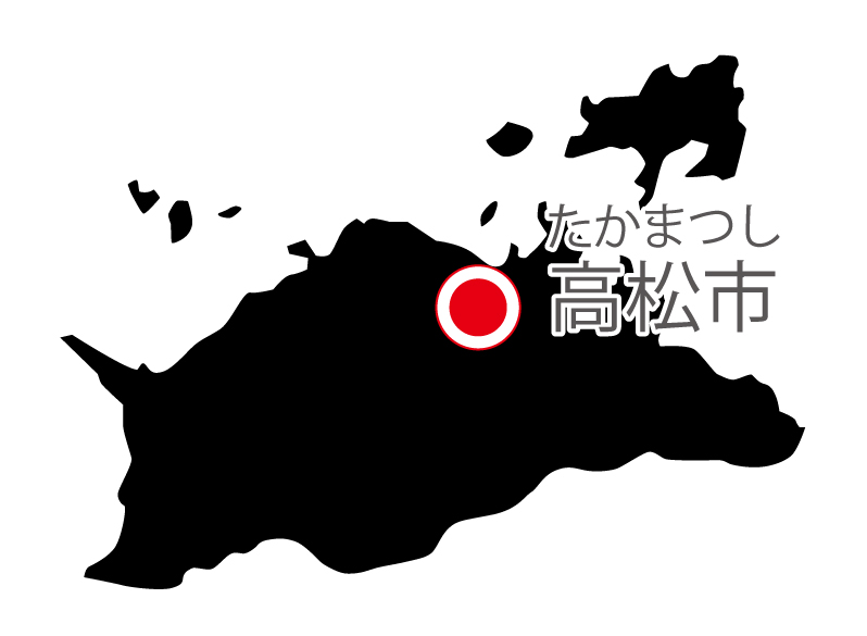 香川県無料フリーイラスト｜日本語・県庁所在地あり・ルビあり(黒)