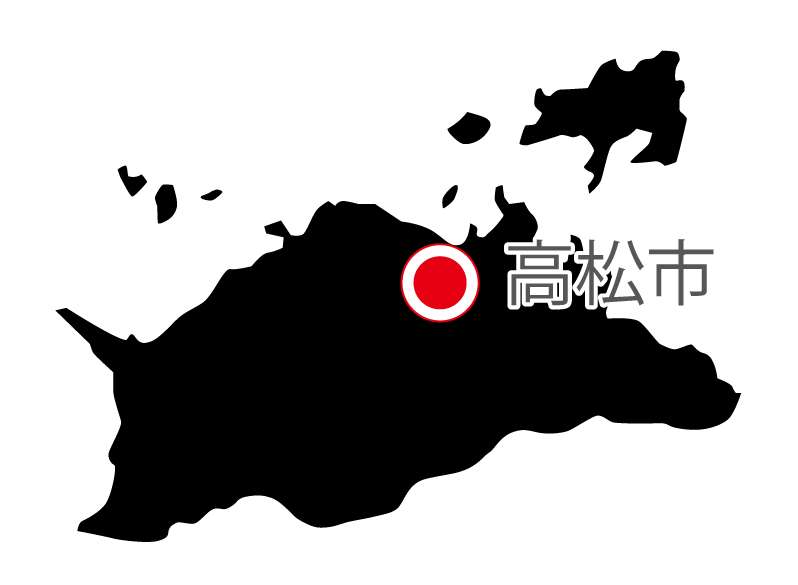 香川県無料フリーイラスト｜日本語・県庁所在地あり(黒)