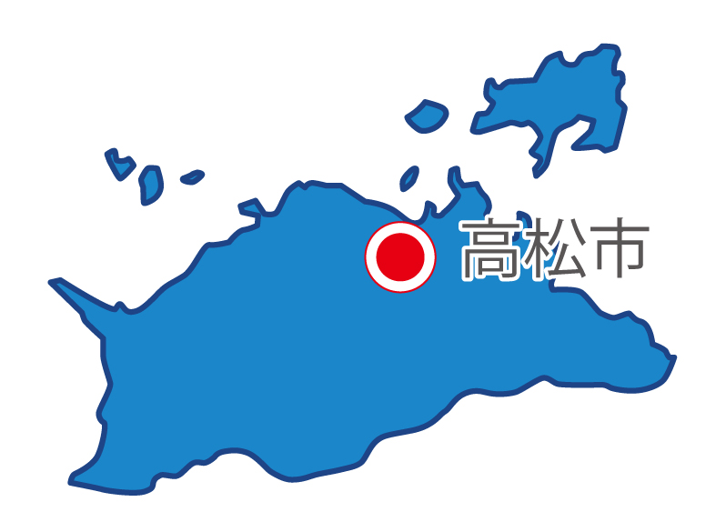 香川県無料フリーイラスト｜日本語・県庁所在地あり(青)
