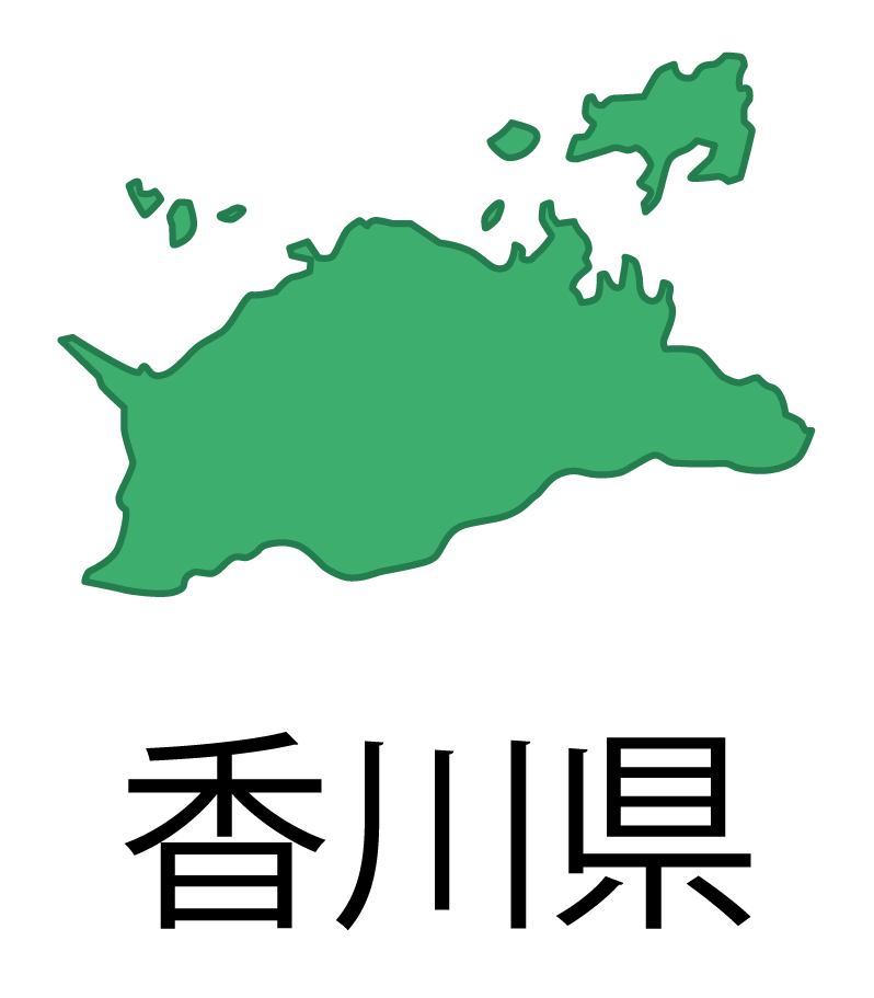 香川県無料フリーイラスト｜日本語・都道府県名あり(緑)
