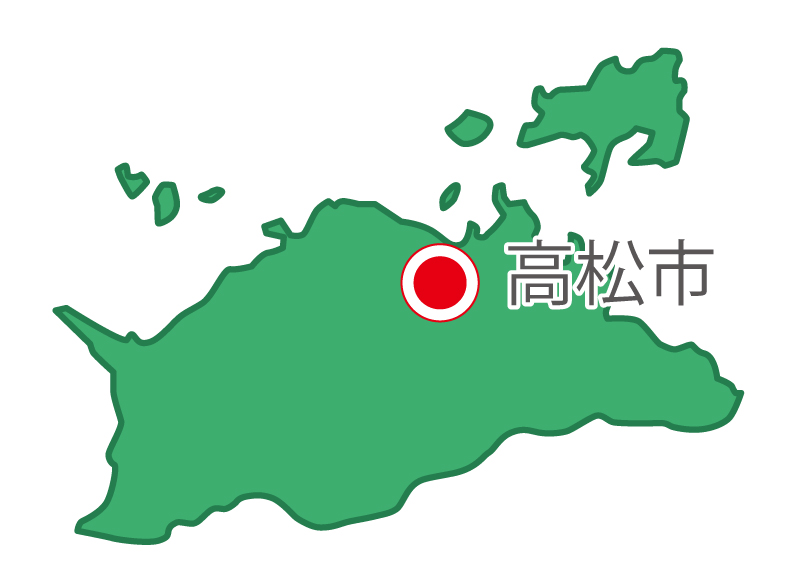 香川県無料フリーイラスト｜日本語・県庁所在地あり(緑)