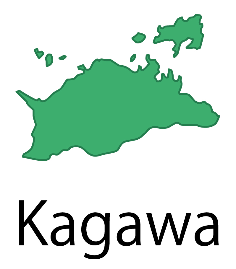 香川県無料フリーイラスト｜英語・都道府県名あり(緑)