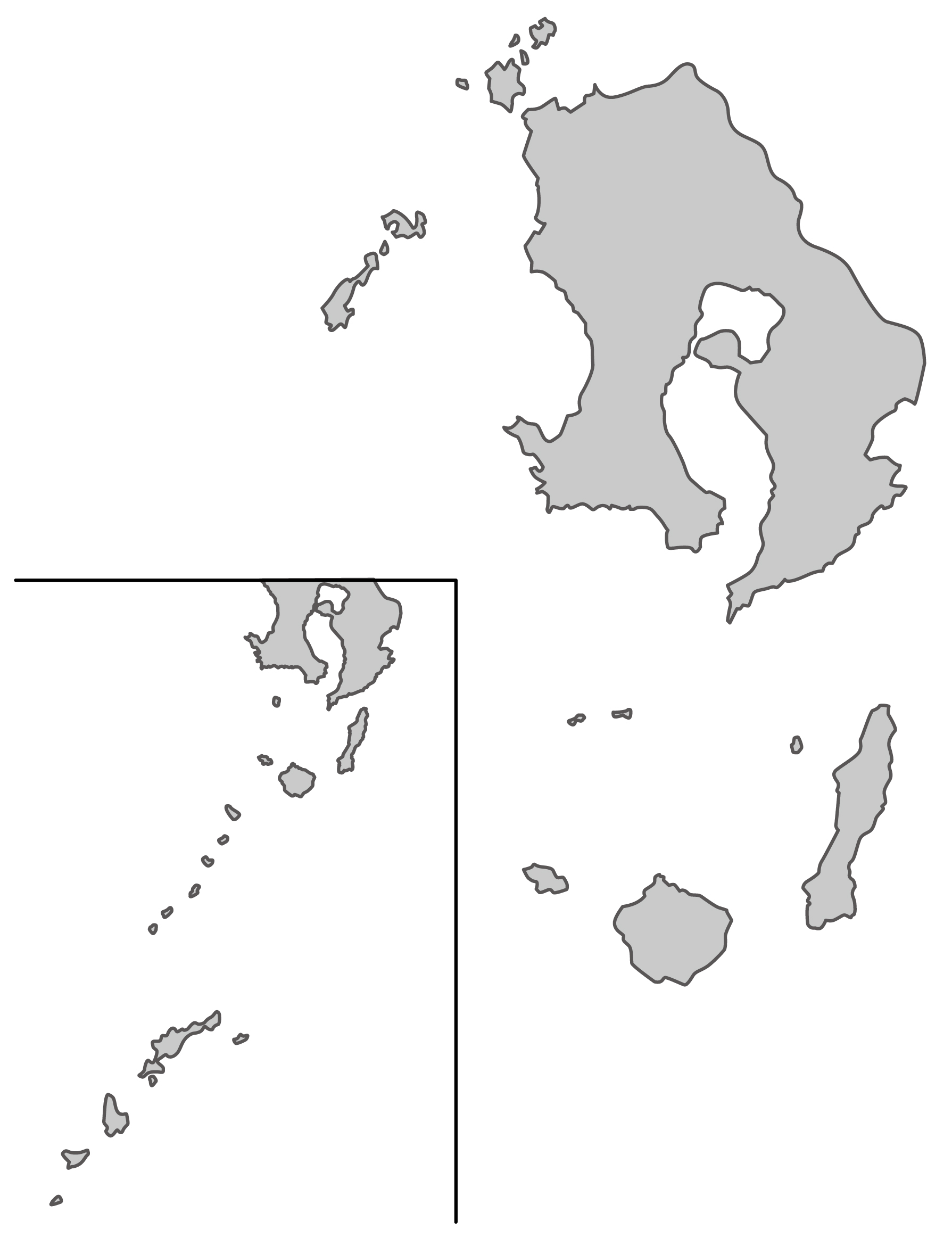鹿児島県無料フリーイラスト｜文字なし(グレー)
