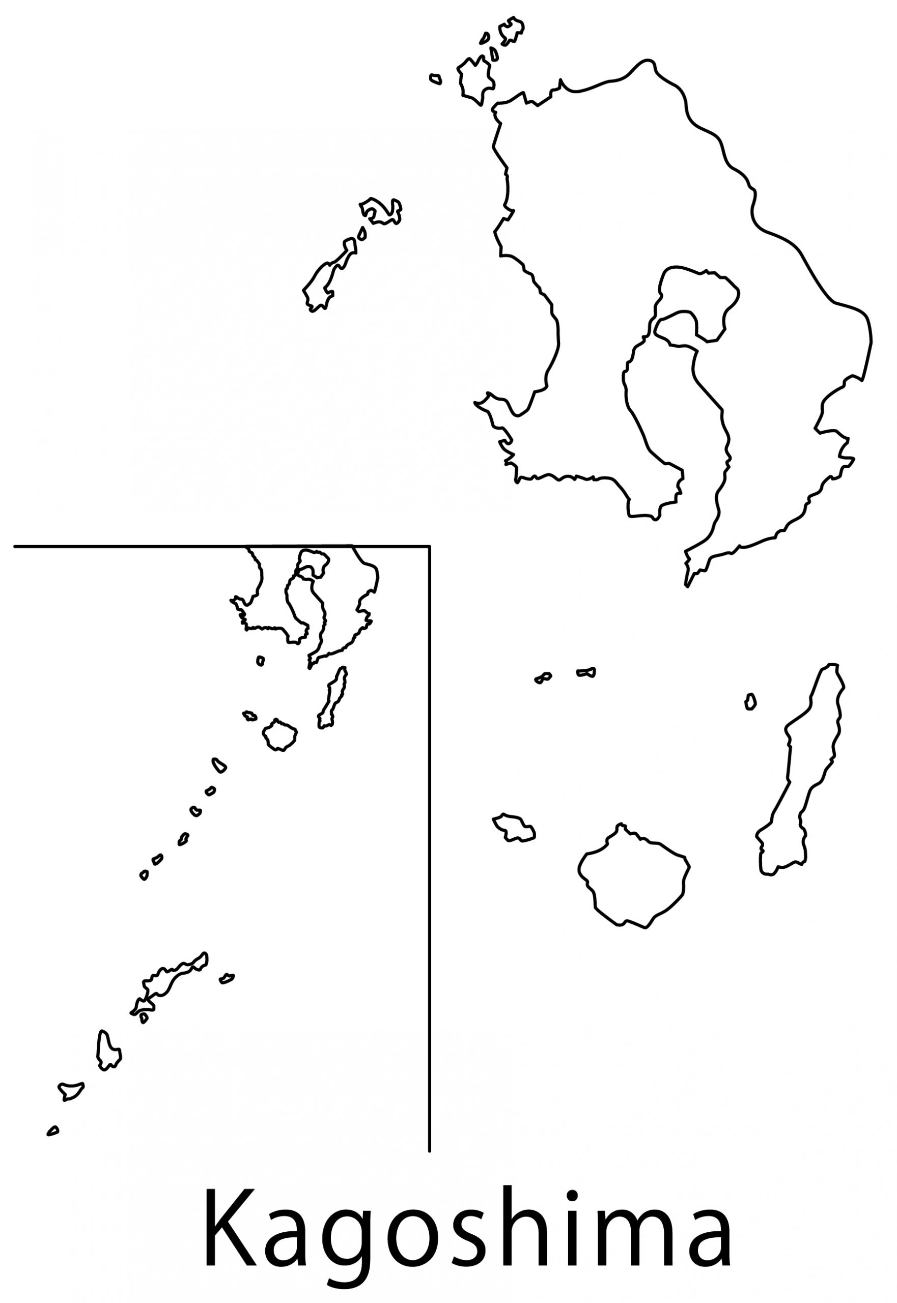 鹿児島県無料フリーイラスト｜英語・都道府県名あり(白)