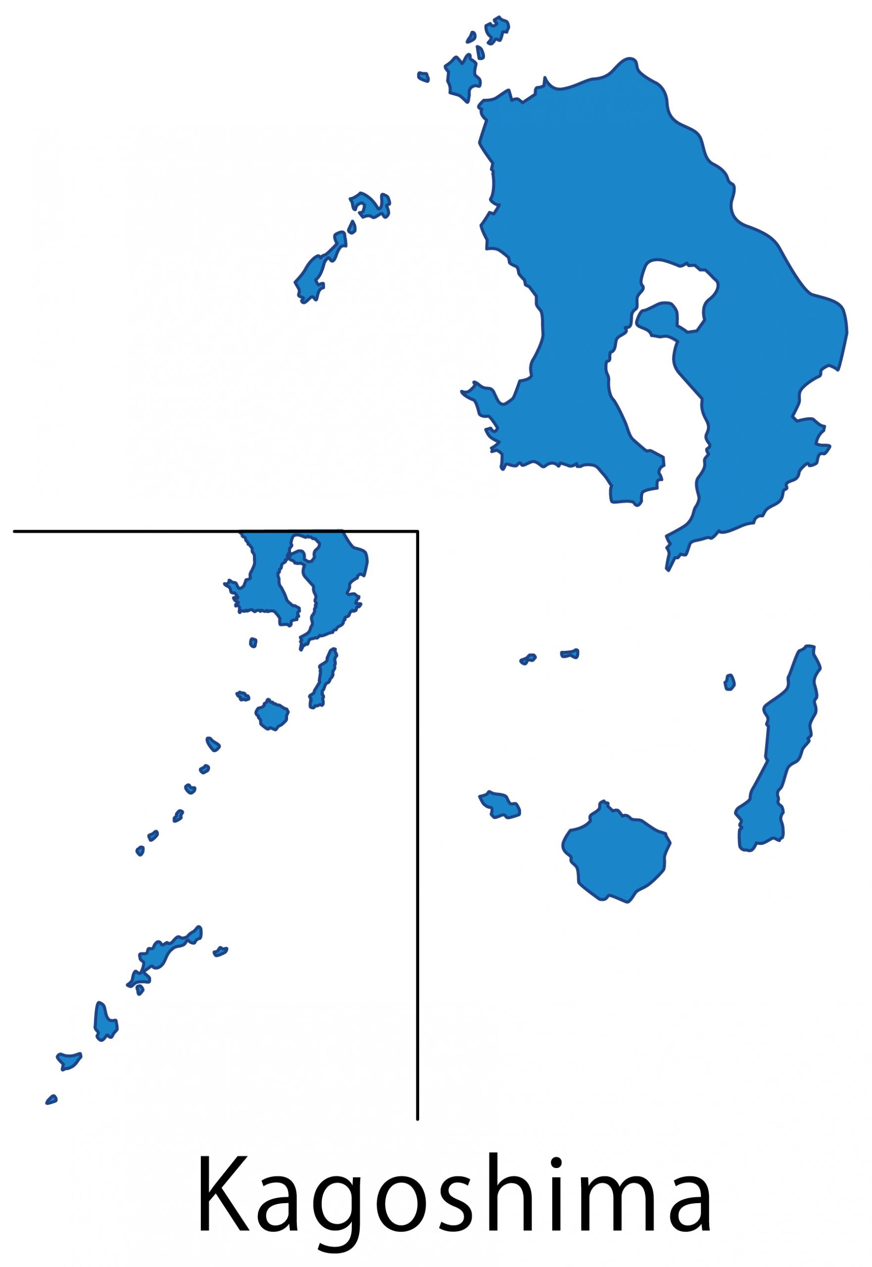 鹿児島県無料フリーイラスト｜英語・都道府県名あり(青)