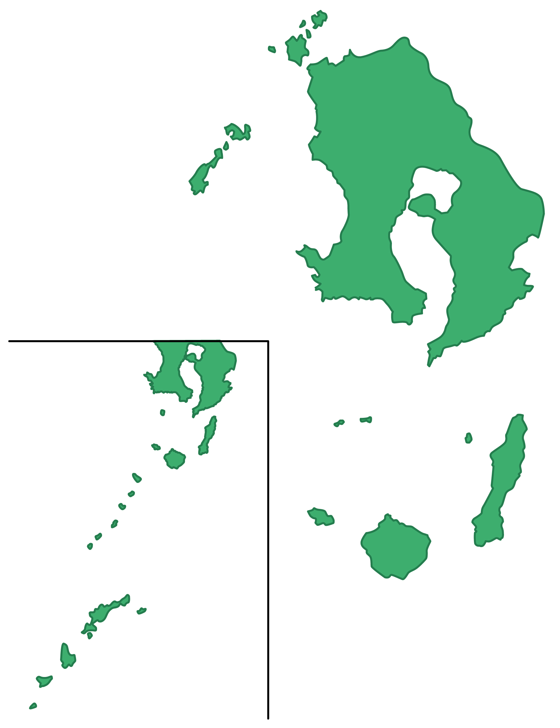 鹿児島県無料フリーイラスト｜文字なし(緑)