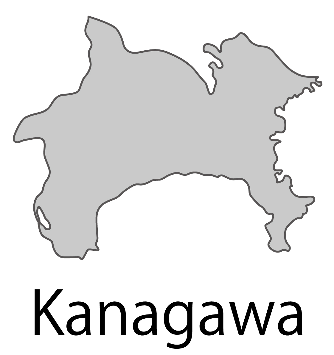 神奈川県無料フリーイラスト｜英語・都道府県名あり(グレー)