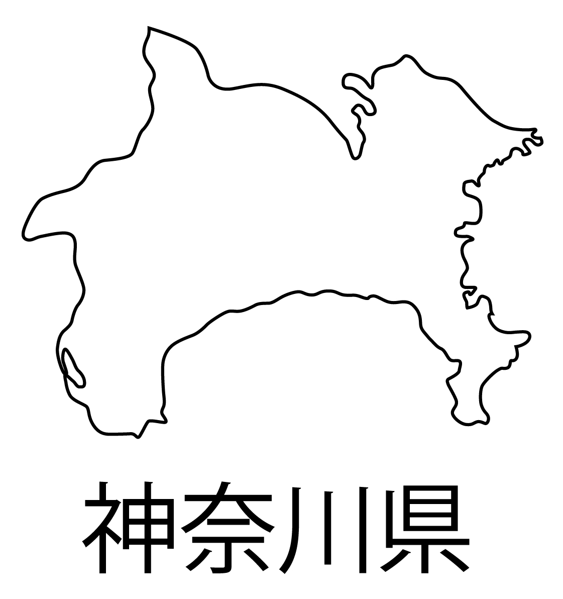 神奈川県無料フリーイラスト｜日本語・都道府県名あり(白)