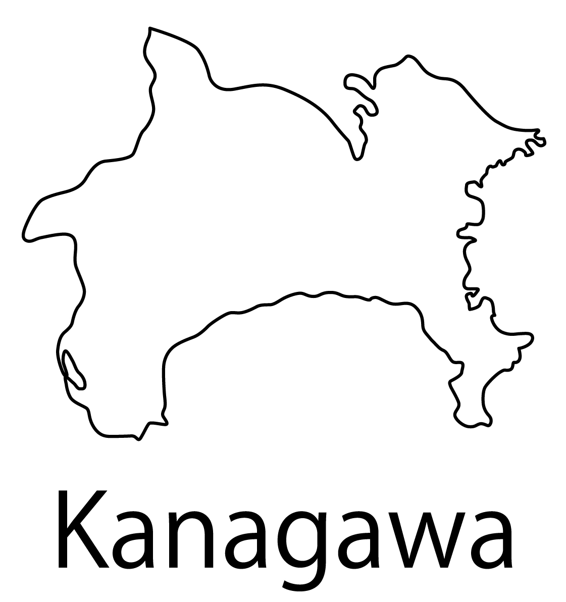 神奈川県無料フリーイラスト｜英語・都道府県名あり(白)