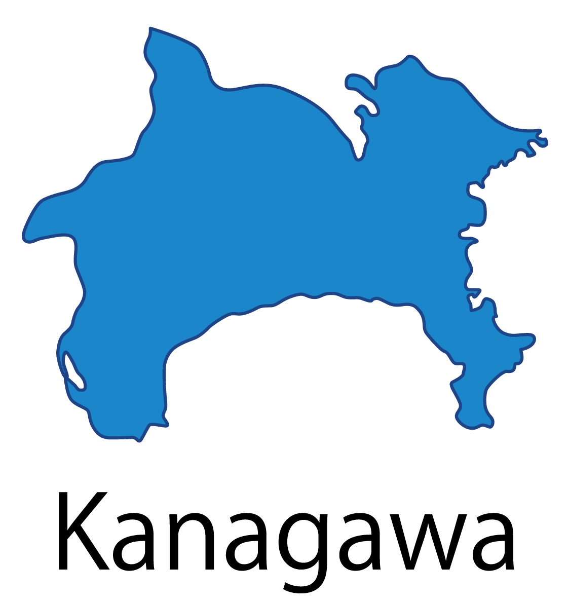 神奈川県無料フリーイラスト｜英語・都道府県名あり(青)