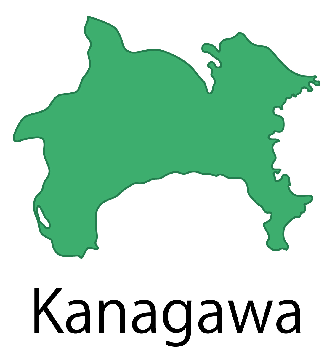 神奈川県無料フリーイラスト｜英語・都道府県名あり(緑)