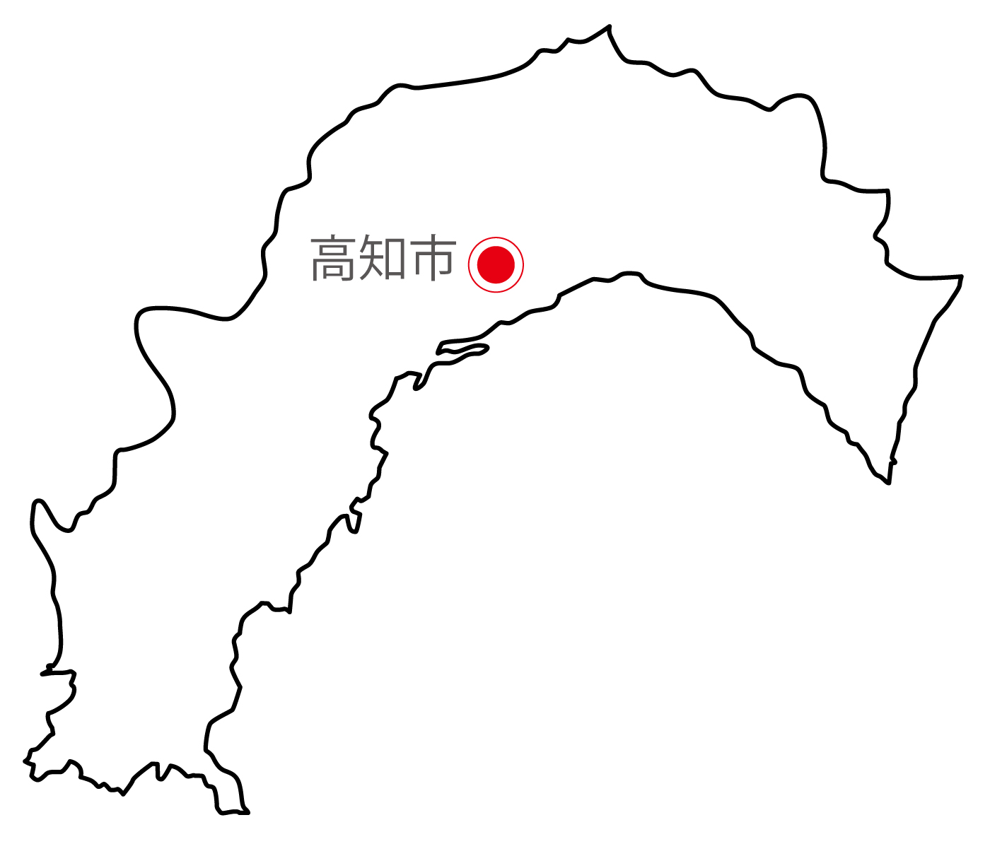 高知県無料フリーイラスト｜日本語・県庁所在地あり(白)