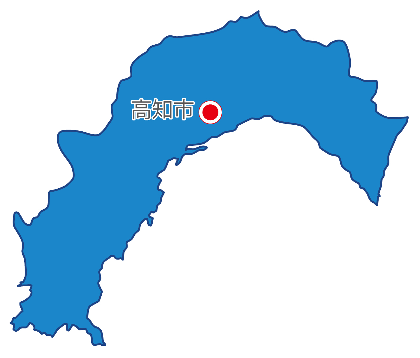 高知県無料フリーイラスト｜日本語・県庁所在地あり(青)