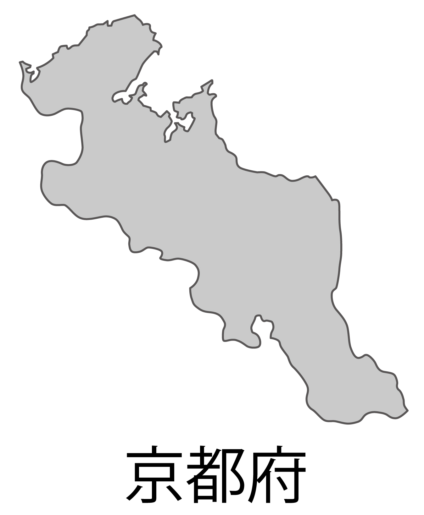 京都府無料フリーイラスト｜日本語・都道府県名あり(グレー)
