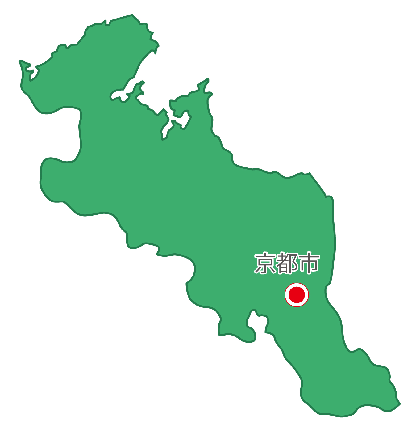京都府無料フリーイラスト｜日本語・県庁所在地あり(緑)