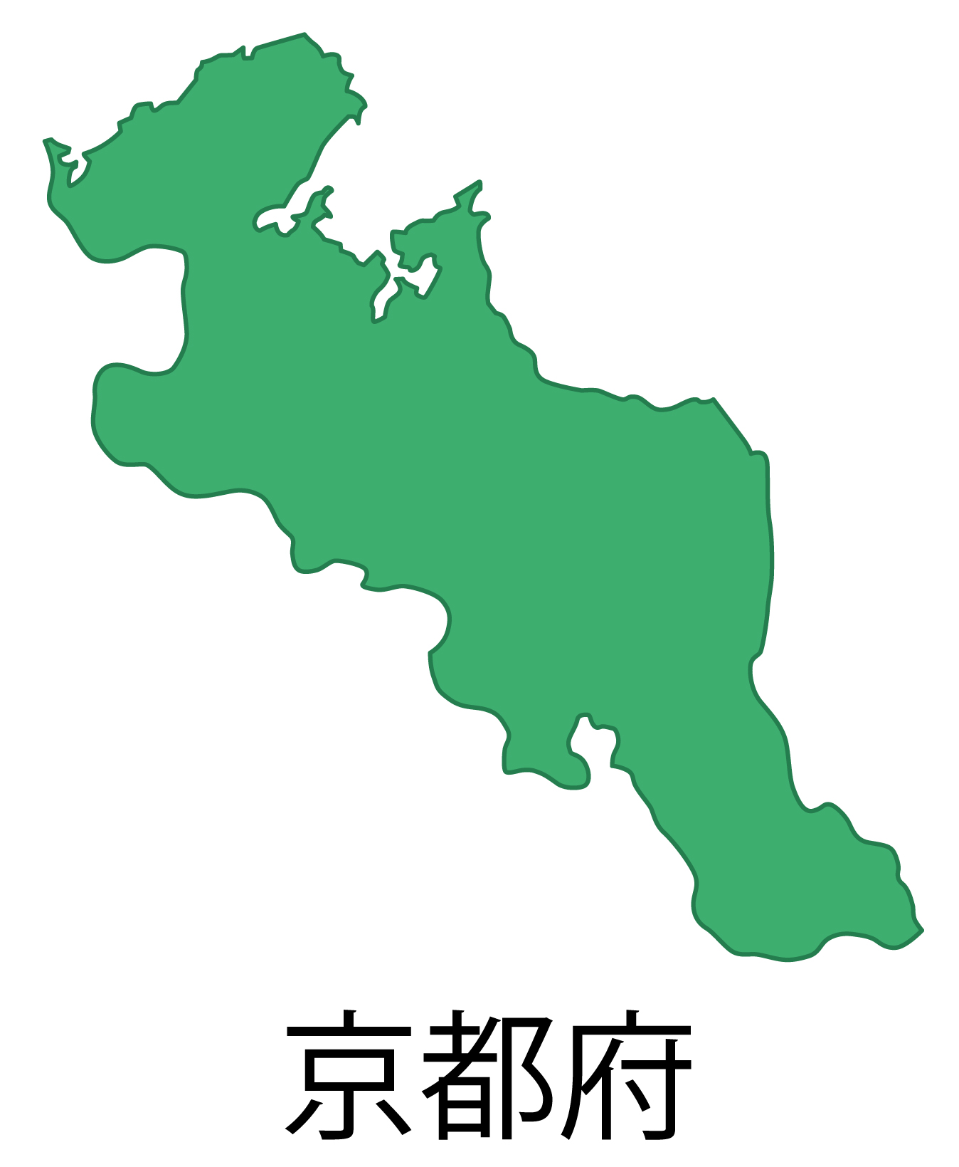 京都府無料フリーイラスト｜日本語・都道府県名あり(緑)