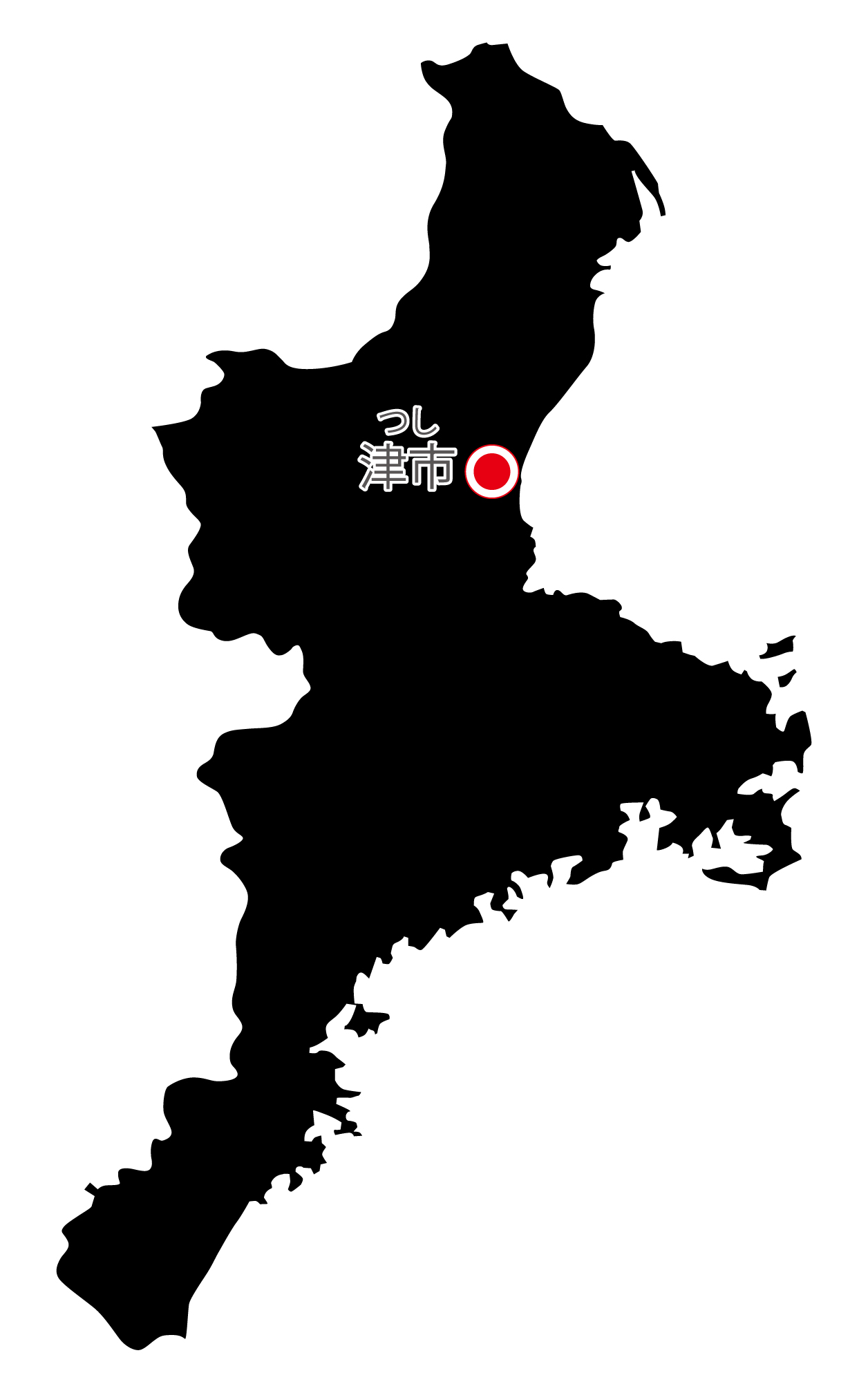 三重県無料フリーイラスト｜日本語・県庁所在地あり・ルビあり(黒)