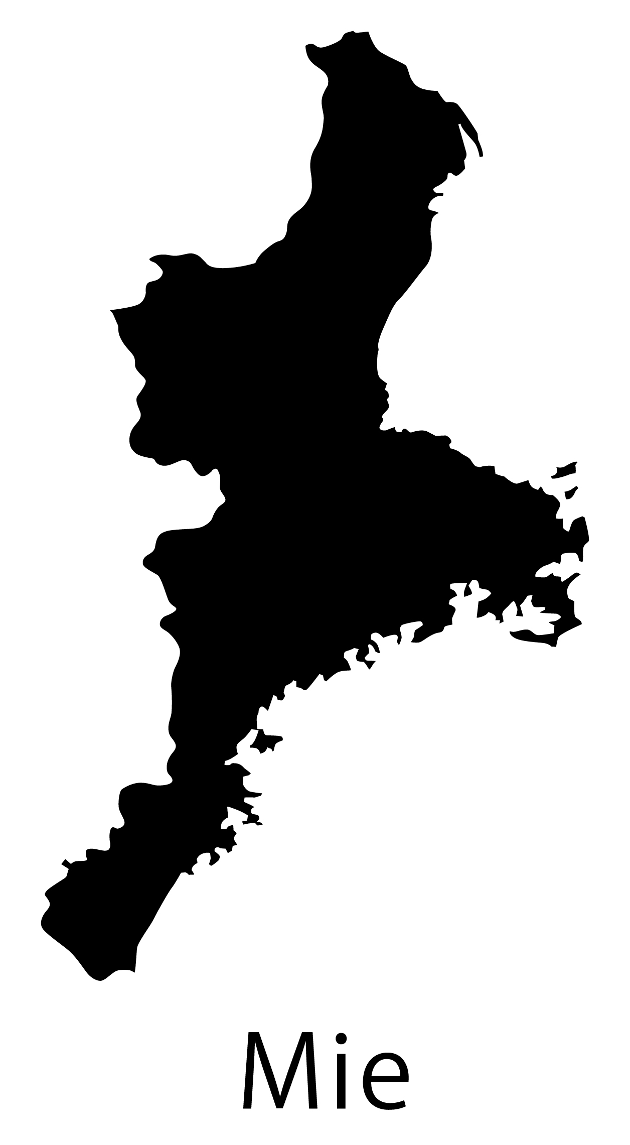 三重県無料フリーイラスト｜英語・都道府県名あり(黒)