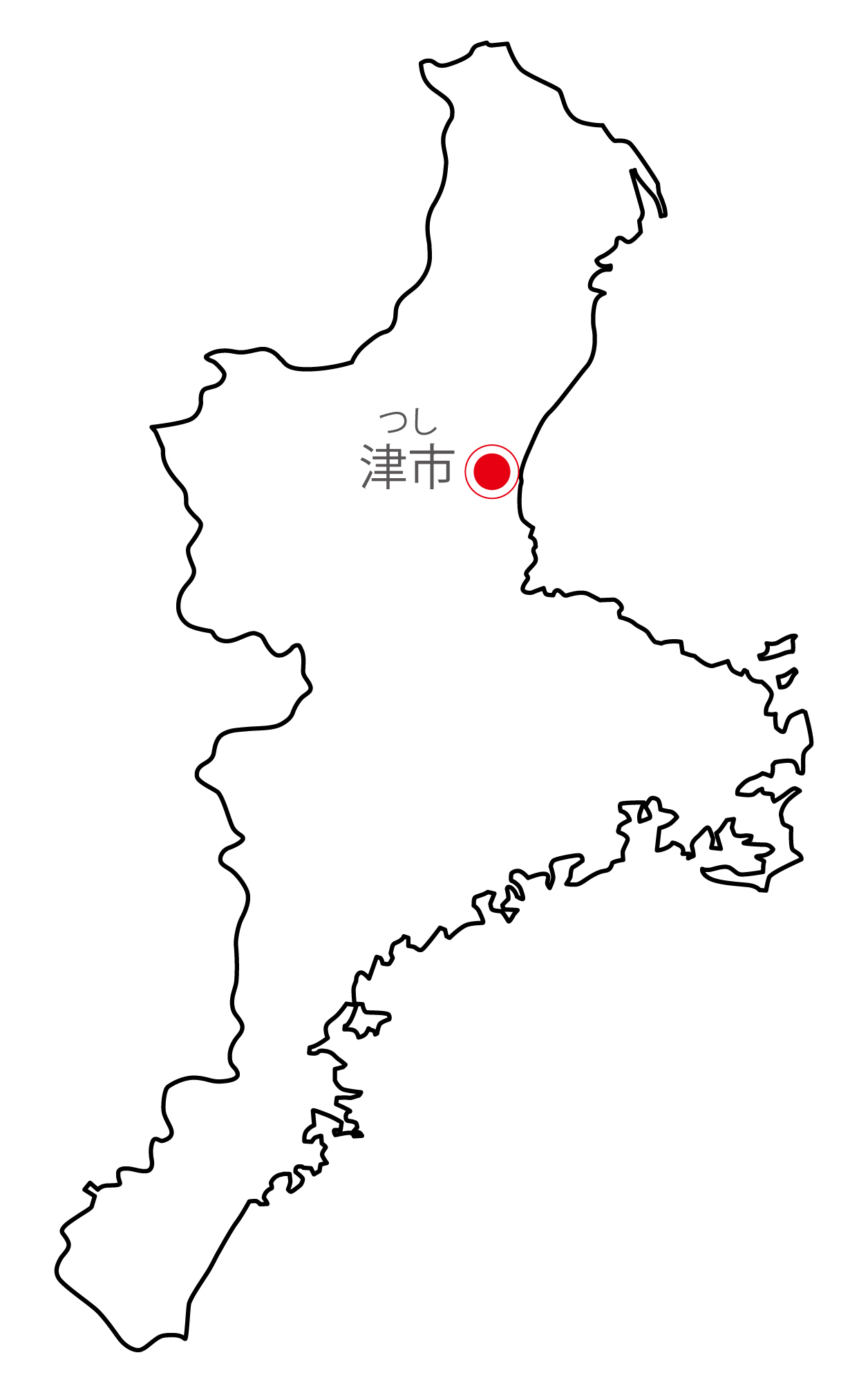 三重県無料フリーイラスト｜日本語・県庁所在地あり・ルビあり(白)