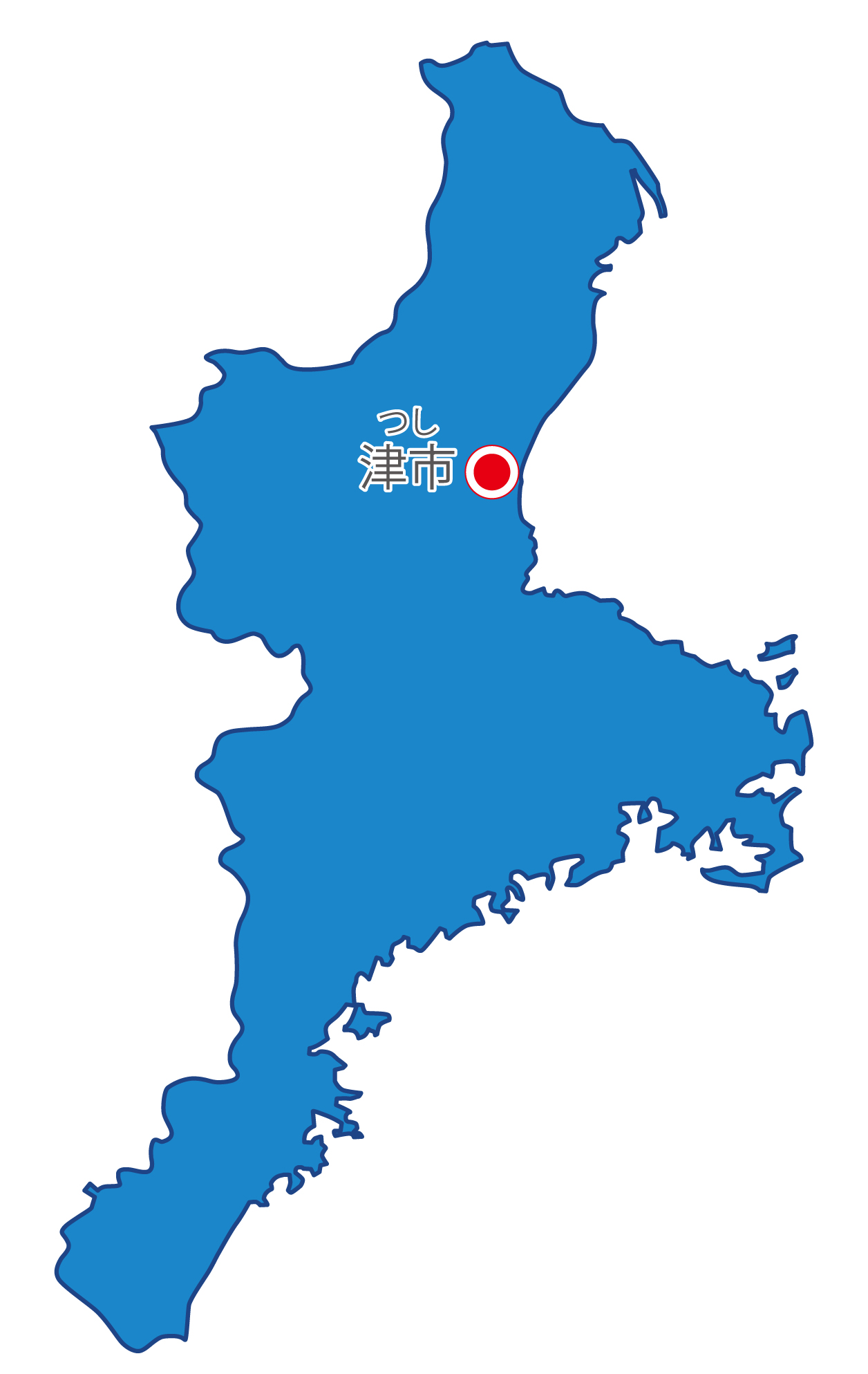 三重県無料フリーイラスト｜日本語・県庁所在地あり・ルビあり(青)
