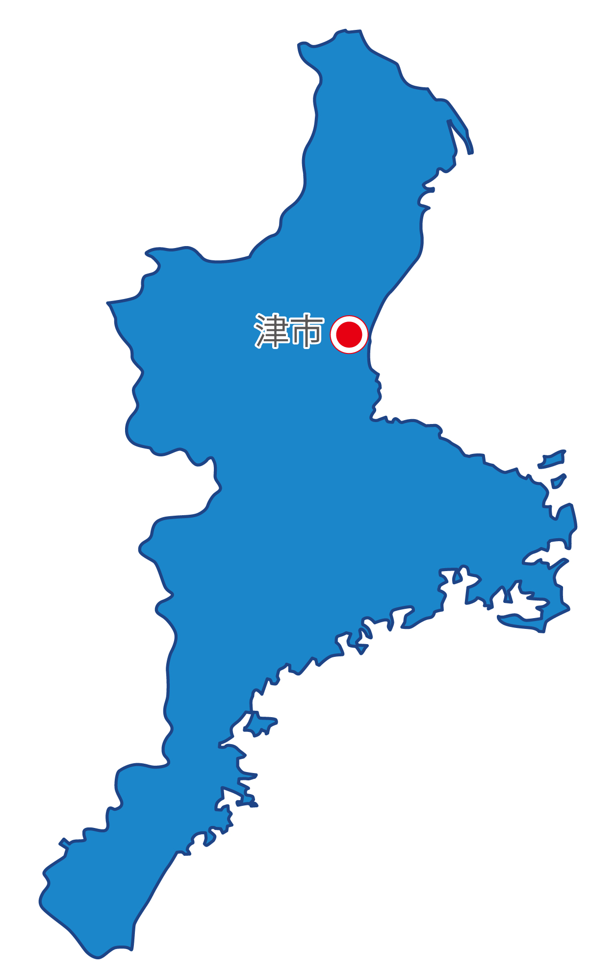 三重県無料フリーイラスト｜日本語・県庁所在地あり(青)