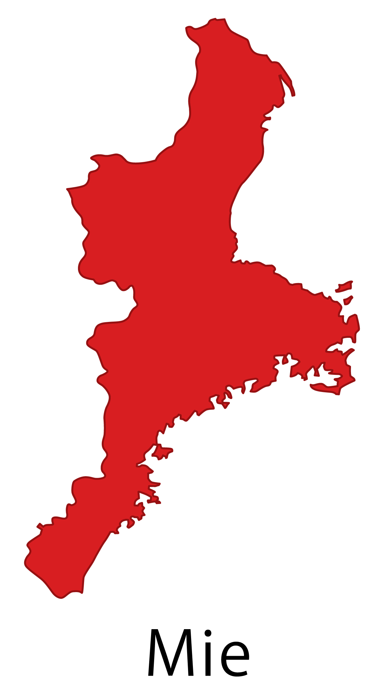 三重県無料フリーイラスト｜英語・都道府県名あり(赤)
