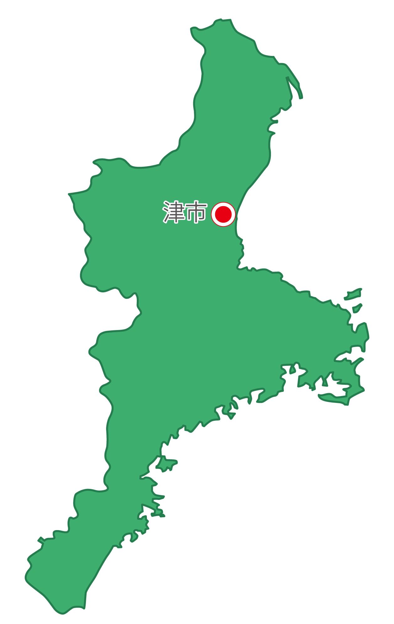 三重県無料フリーイラスト｜日本語・県庁所在地あり(緑)
