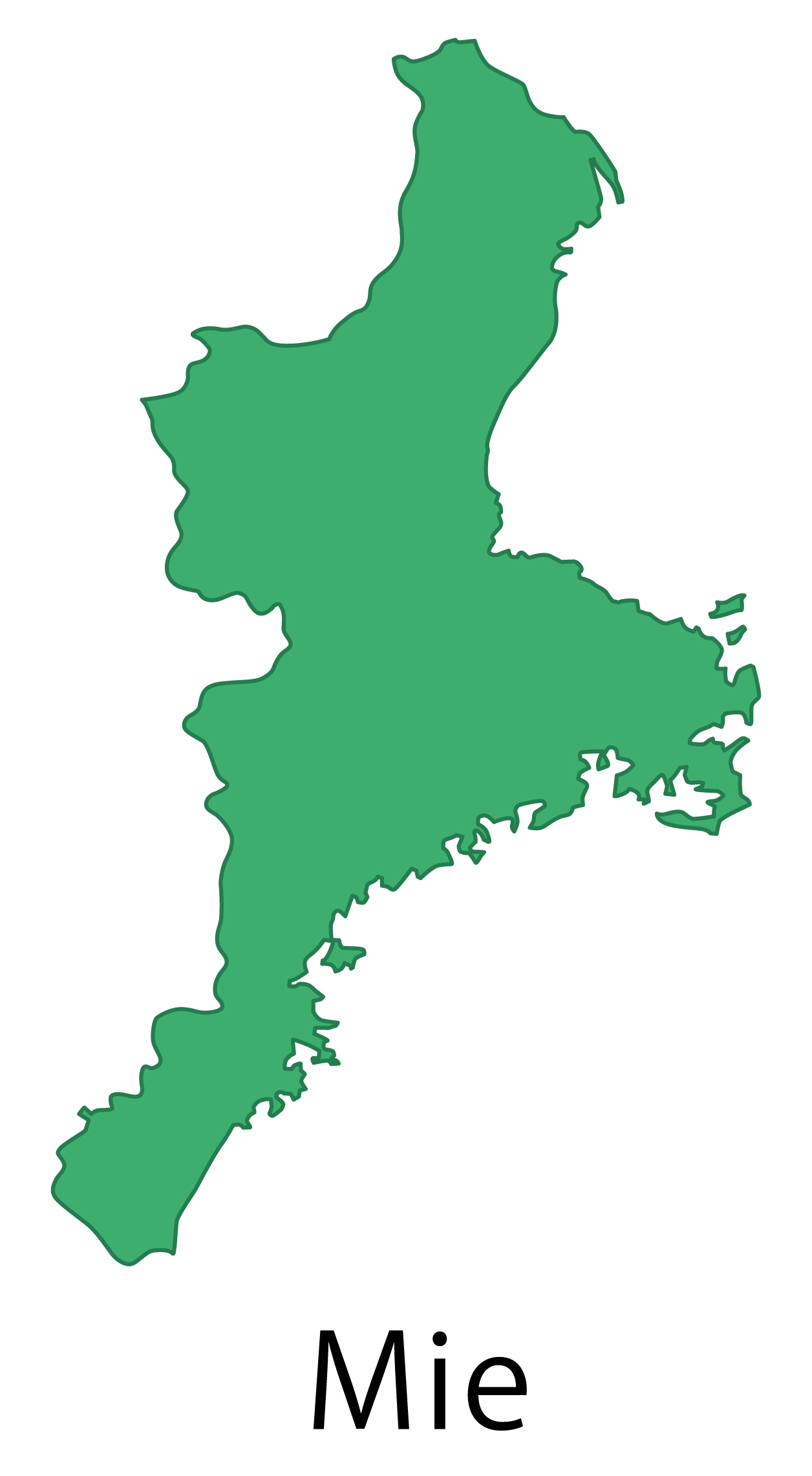 三重県無料フリーイラスト｜英語・都道府県名あり(緑)