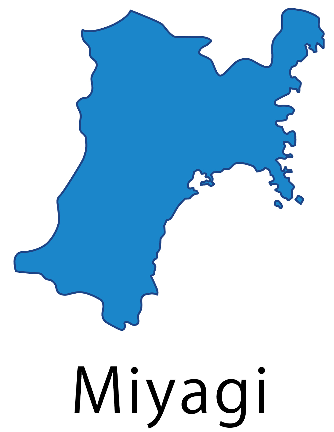 宮城県無料フリーイラスト｜英語・都道府県名あり(青)