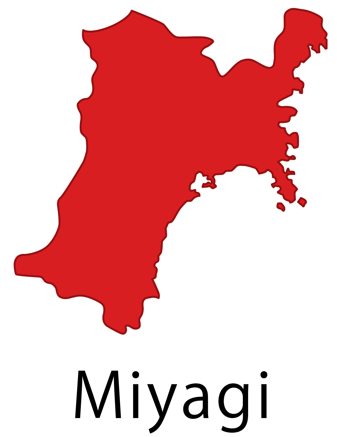 宮城県無料フリーイラスト｜英語・都道府県名あり(赤)