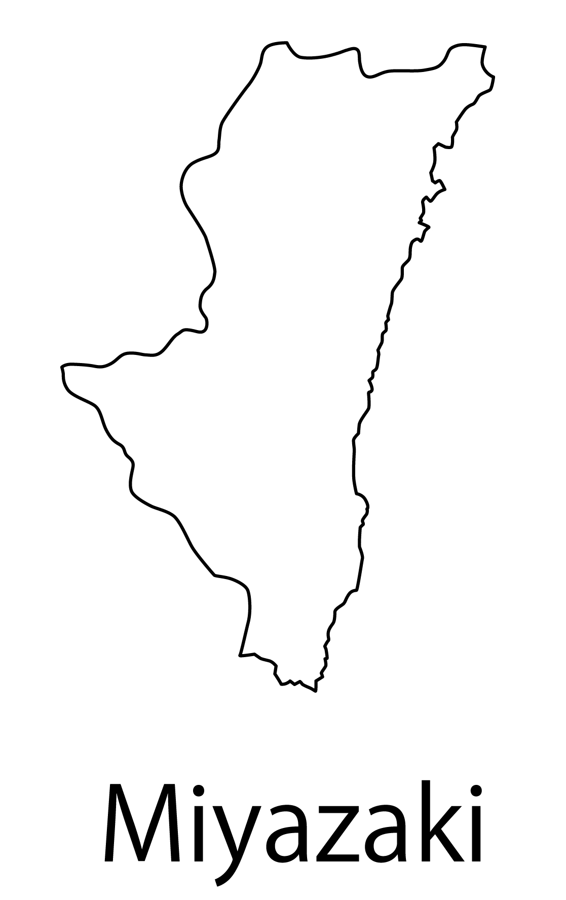 宮崎県無料フリーイラスト｜英語・都道府県名あり(白)