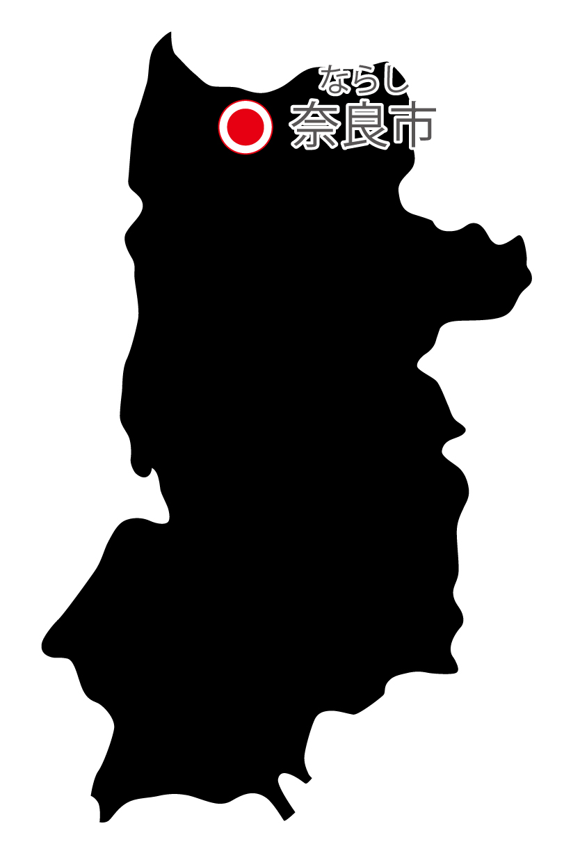 奈良県無料フリーイラスト｜日本語・県庁所在地あり・ルビあり(黒)