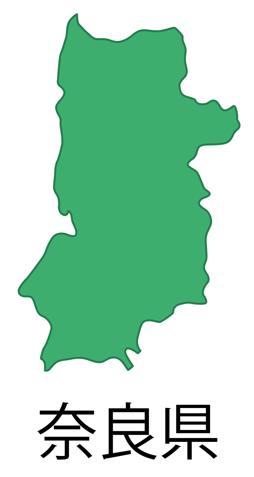 奈良県無料フリーイラスト｜日本語・都道府県名あり(緑)