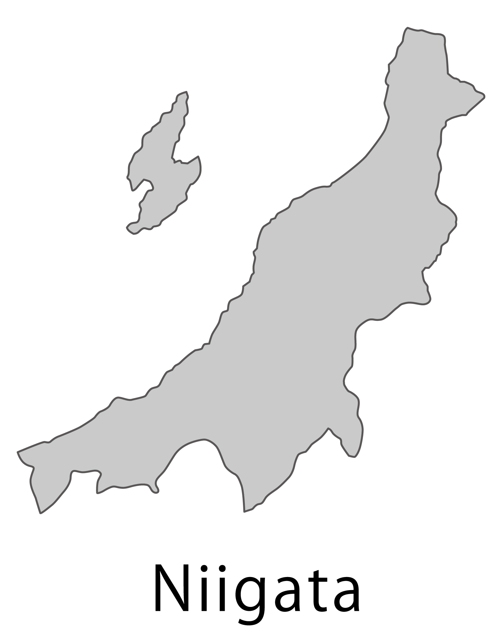 新潟県無料フリーイラスト｜英語・都道府県名あり(グレー)