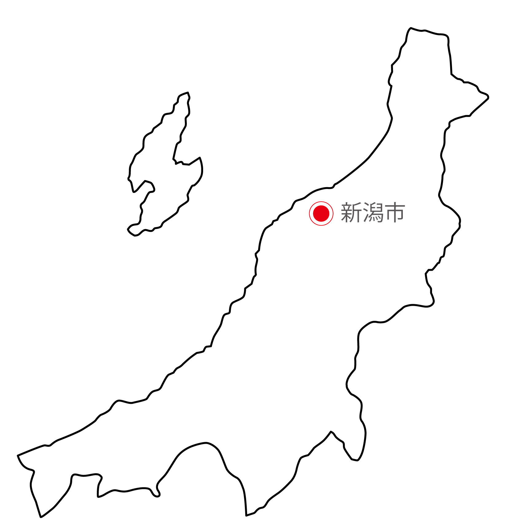 新潟県無料フリーイラスト｜日本語・県庁所在地あり(白)