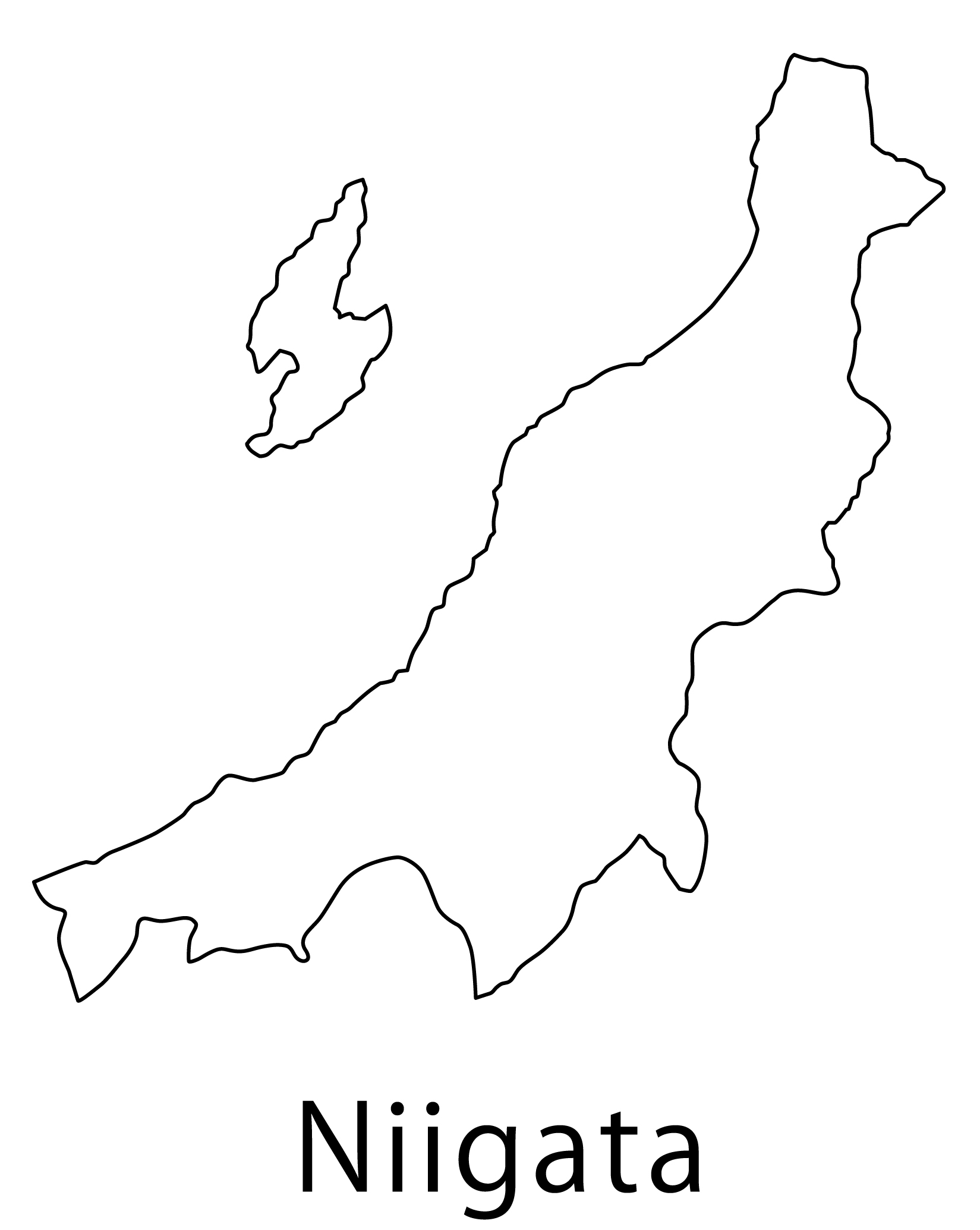 新潟県無料フリーイラスト｜英語・都道府県名あり(白)