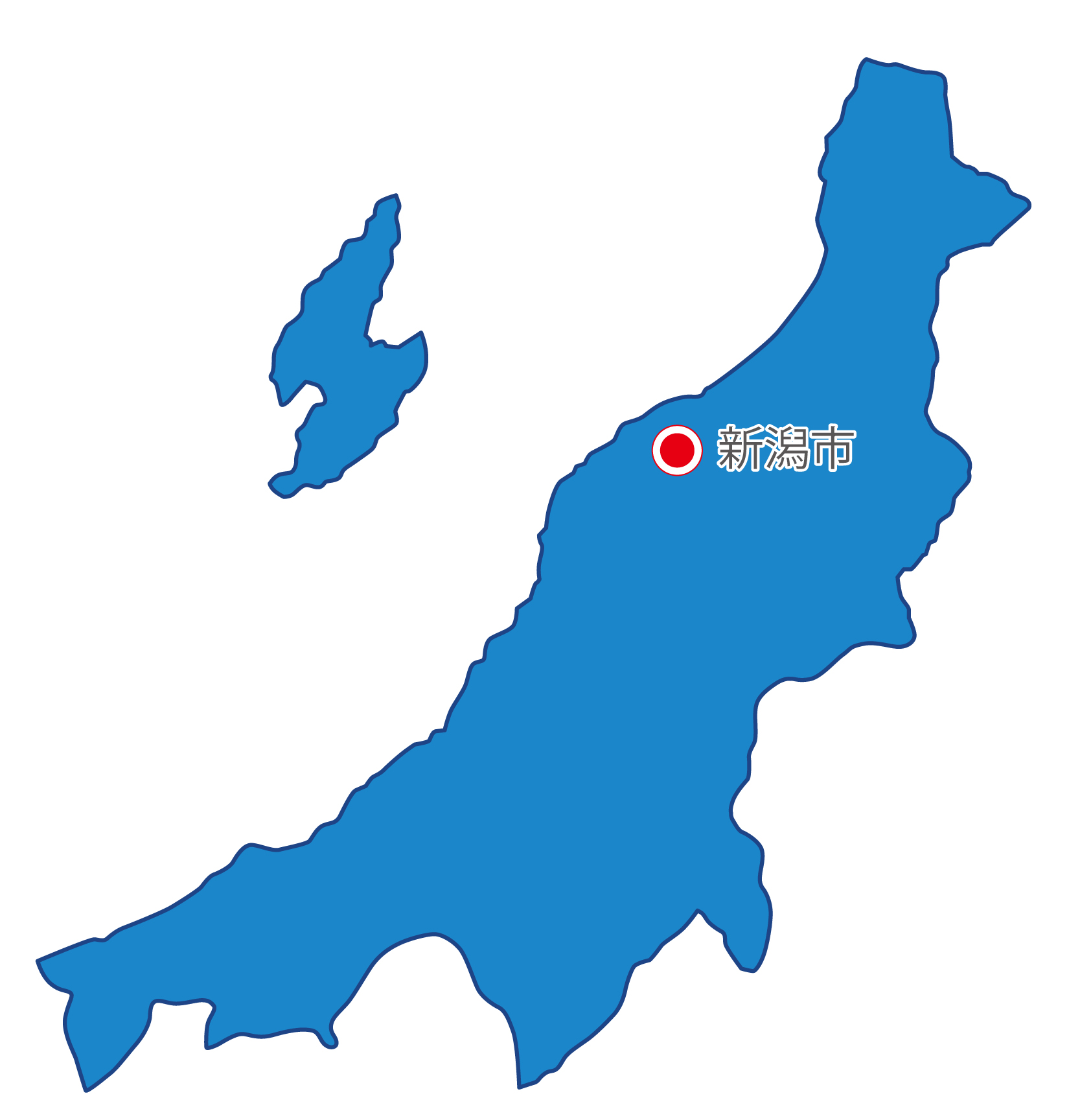 新潟県無料フリーイラスト｜日本語・県庁所在地あり(青)