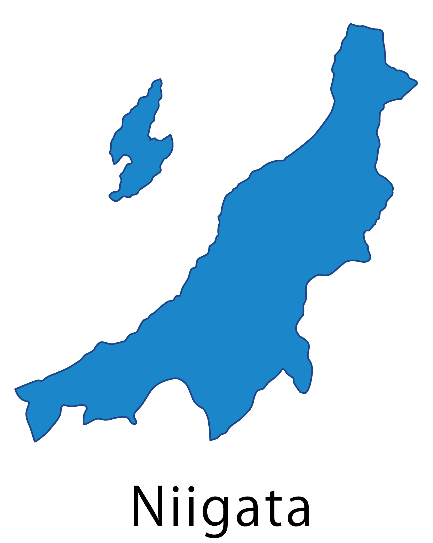 新潟県無料フリーイラスト｜英語・都道府県名あり(青)
