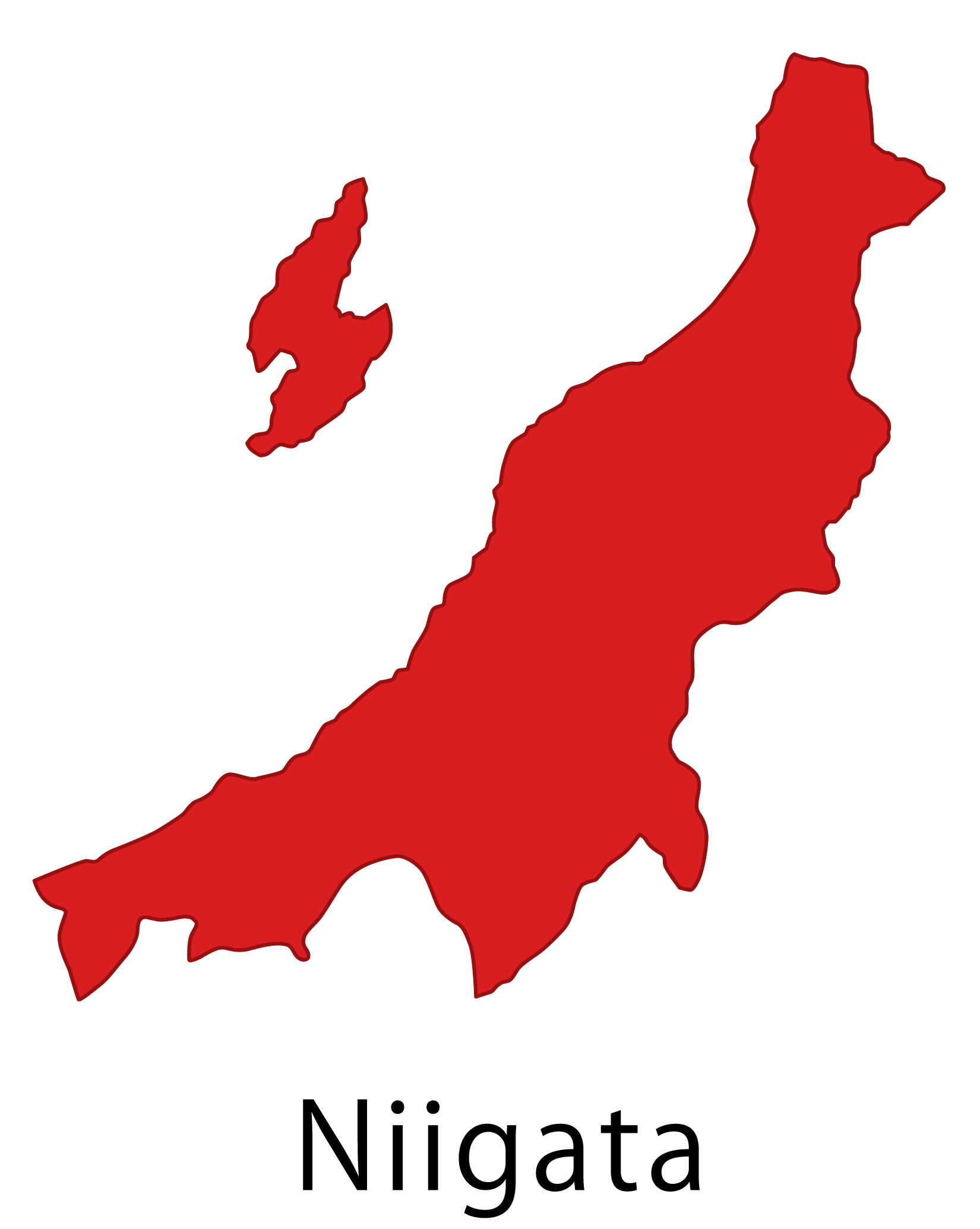 新潟県無料フリーイラスト｜英語・都道府県名あり(赤)
