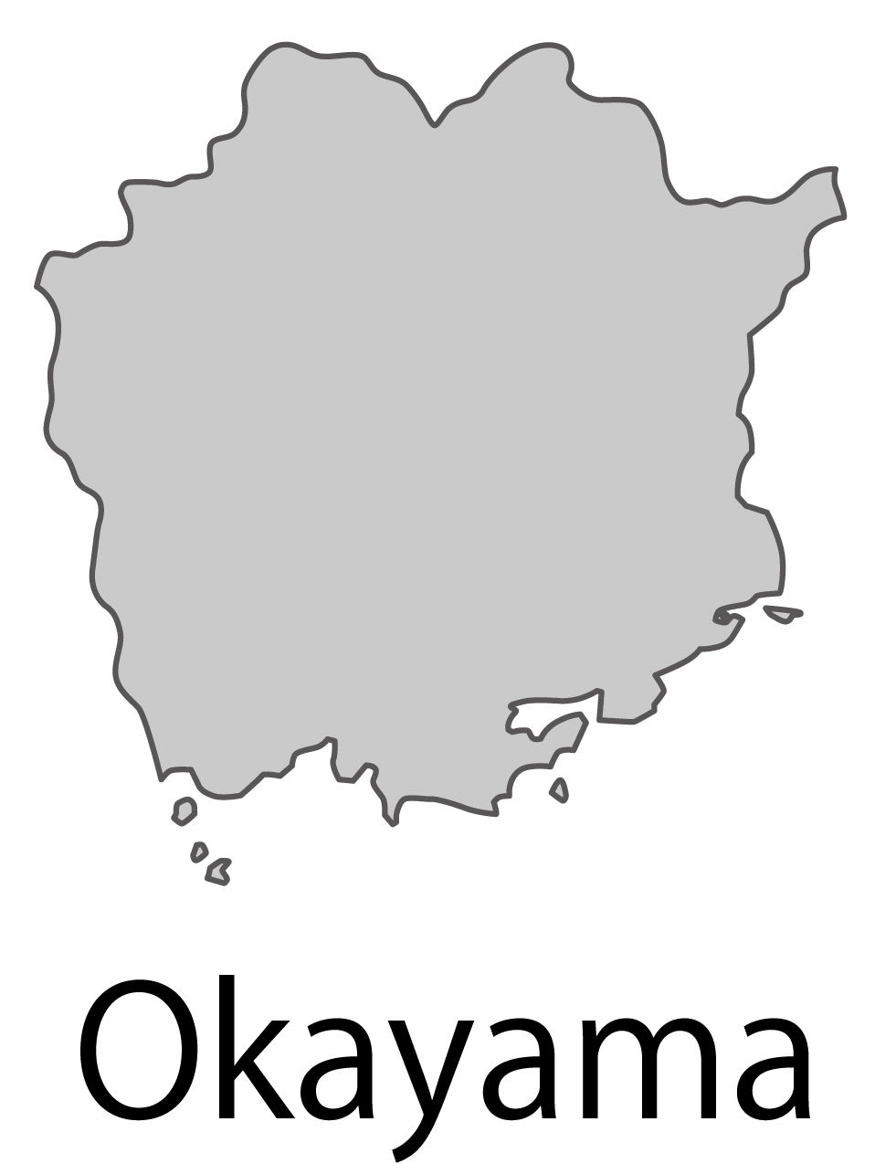岡山県無料フリーイラスト｜英語・都道府県名あり(グレー)