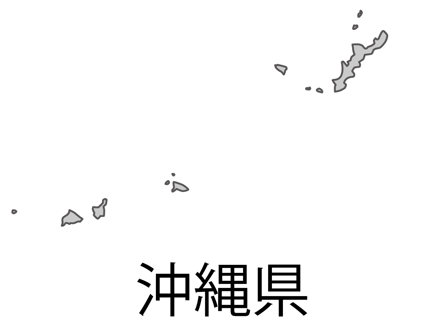 沖縄県無料フリーイラスト｜日本語・都道府県名あり(グレー)