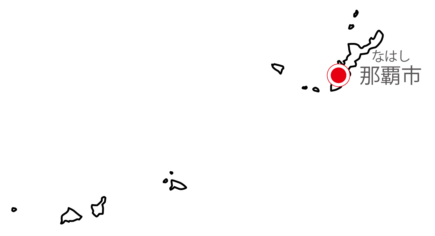沖縄県無料フリーイラスト｜日本語・県庁所在地あり・ルビあり(白)
