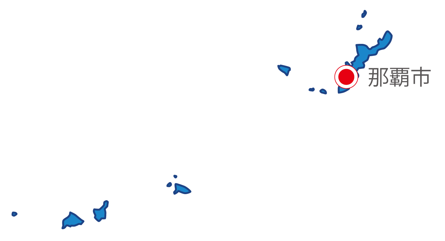 沖縄県無料フリーイラスト｜日本語・県庁所在地あり(青)